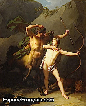 L'éducation d'Achille par le centaure Chiron (1782) par Jean-Baptiste Regnault (1754-1829), peinture à l'huile, Musée du Louvre (département des Peintures). L'éducation d'Achille par le centaure Chiron (1782) par Jean-Baptiste Regnault (1754-1829), peinture à l'huile, Musée du Louvre (département des Peintures).