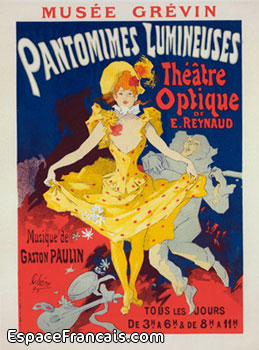 Affiche de Jules Chéret (1836-1832) pour le Musée Grévin, « Pantomimes lumineuses » (1896-1900). Affiche de Jules Chéret (1836-1832) pour le Musée Grévin, « Pantomimes lumineuses » (1896-1900).