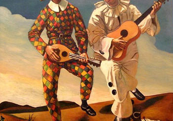 Arlequin et Pierrot (1924) par André Derain (1880-1954) ; peintre, illustrateur et sculpteur français, et l'un des fondateurs du fauvisme.