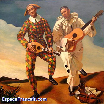 Arlequin et Pierrot (1924) par André Derain (1880-1954) ; peintre, illustrateur et sculpteur français, et l'un des fondateurs du fauvisme.