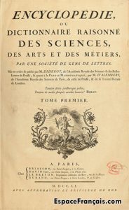 Encyclopédie ou Dictionnaire raisonné des sciences, des arts et des métiers. Page de titre du premier tome, 1751
