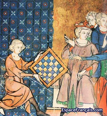 Lancelot du lac fait porter un échiquier magique à la Reine Guenièvre. Lancelot du lac fait porter un échiquier magique à la Reine Guenièvre.