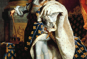 Portrait de Louis XIV en costume de sacre (par Hyacinthe Rigaud, 1701).