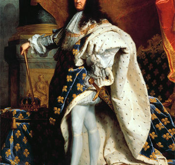 Portrait de Louis XIV en costume de sacre (par Hyacinthe Rigaud, 1701).