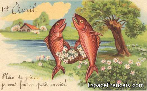 Une autre carte postale envoyée le 1er avril. « Plein de joie... je vous fait ce petit envoie !.. » Remarquez les deux fautes de français : je fait / envoie. Est-ce fait exprès ? Correction : « Plein de joie... je vous fais ce petit envoi ! »
