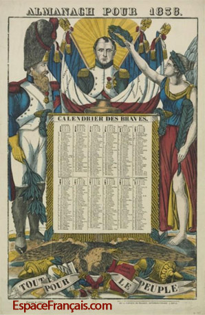 Almanach pour 1838. Calendrier des Braves. Almanach pour 1838. Calendrier des Braves.