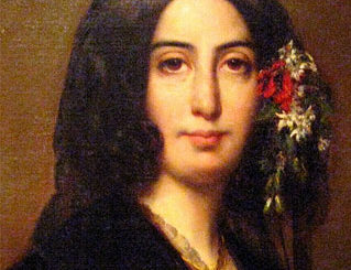 Détail du portrait de George Sand par Auguste Charpentier (1833) coll. Musée de la Vie romantique, à Paris.