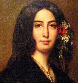 Détail du portrait de George Sand par Auguste Charpentier (1833) coll. Musée de la Vie romantique, à Paris.