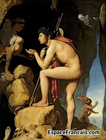 Œdipe explique l'énigme du sphinx, d'Ingres, 1827. Paris, Musée du Louvre.