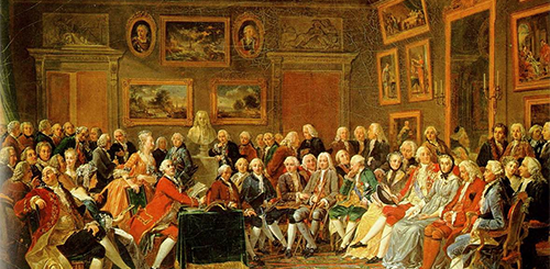 Une soirée chez Madame Geoffrin par Anicet Charles Gabriel Lemonnier (1812).