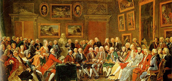 Une soirée chez Madame Geoffrin par Anicet Charles Gabriel Lemonnier (1812).