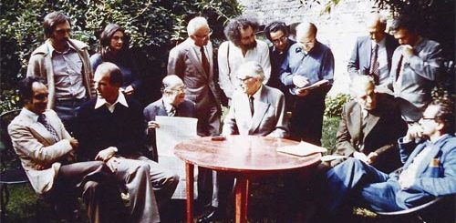 Membres de l'OuLiPo, septembre 1975, Boulogne, France.