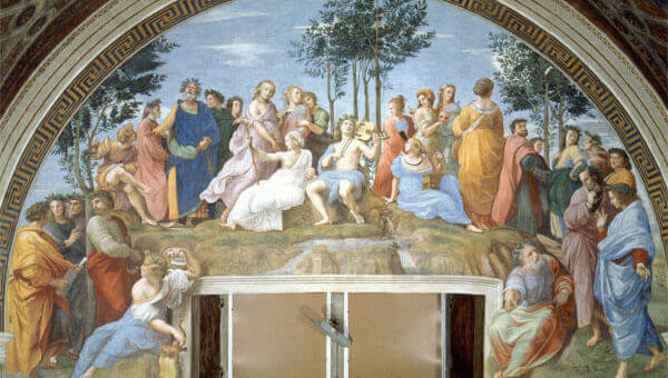 Raphaël, Le Parnasse : fresque réalisée de 1509 à 1511 pour le Palais du Vatican à Rome.