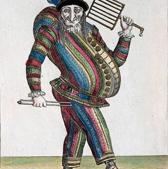 Gravure de Polichinelle (c. 1650) par Nicolas Bonnart