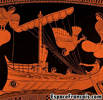 Ulysse en proie aux sirènes. Stamnos attique à figure rouge, c. 480–470 av. J.-C. (de Vulci. Inv. GR 1843.11-3.31)