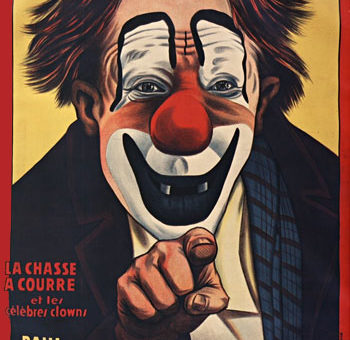 Cirque d'Hiver de Paris présente "La chasse à courre et les célèbres clowns Paul François et Albert Fratellini". Affiche, 1930.