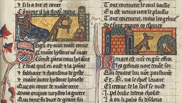 Roman de Renart, Mss Français 12584, fol.59r, Bibliothèque nationale de France. Département des manuscrits. (1301-1350)
