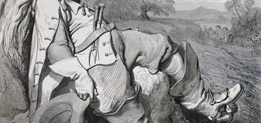 Estampe (1862) de Gustave Doré - Le Petit Poucet, s'étant approché de l'ogre, lui tira doucement ses bottes.