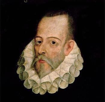 Portrait imaginaire de Miguel de Cervantès (il n'existe aucun portrait authentifié). Juan de Jaurigui y Aquilan, Cervantès, 1600. Académie espagnole de Madrid.