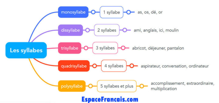 Les syllabes : monosyllabe, dissyllabe, trisyllabe, quadrisyllabe, polysyllabe