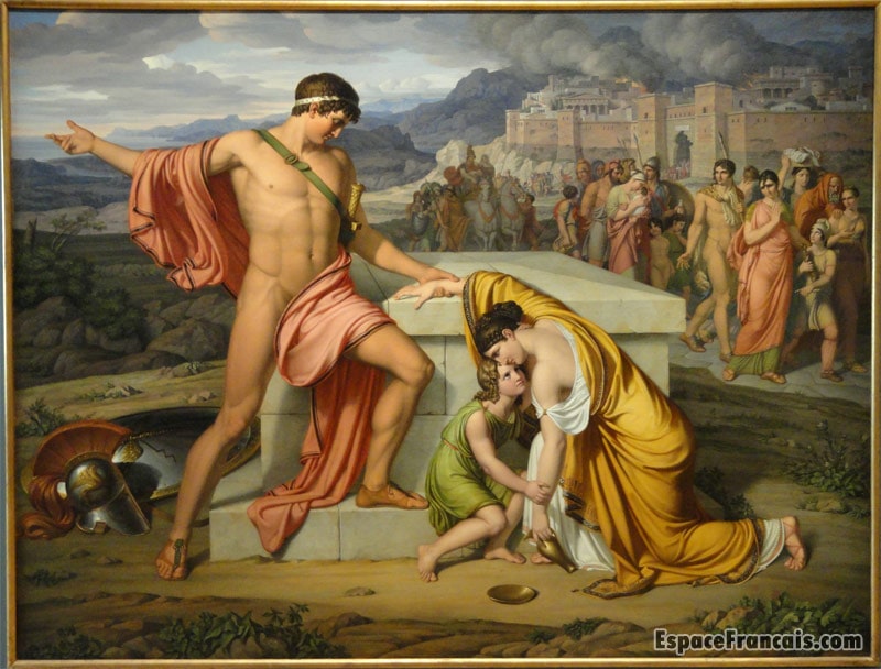 Pyrrhus et Andromaque au tombeau d'Hector Johan Ludwig Gebhard Lund, Pyrrhus et Andromaque au tombeau d'Hector (Pyrrhus and Andromache at Hector's Tomb), Statens Museum for Kunst, entre 1807 et 1811